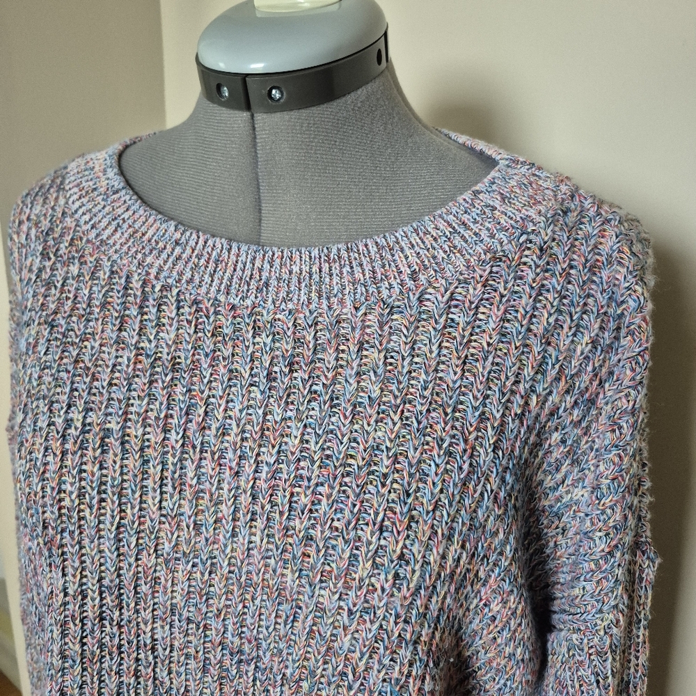 Express Cable Knit Split Back Sweater Multicolor … - image 4